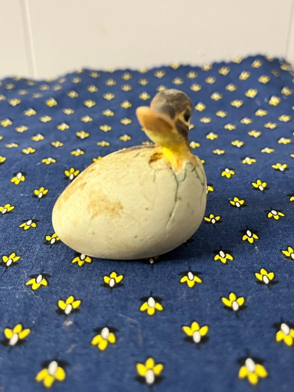 VTG Hand Painted Duckling Hatching From Egg Figurine Hand Painted Easter Decor